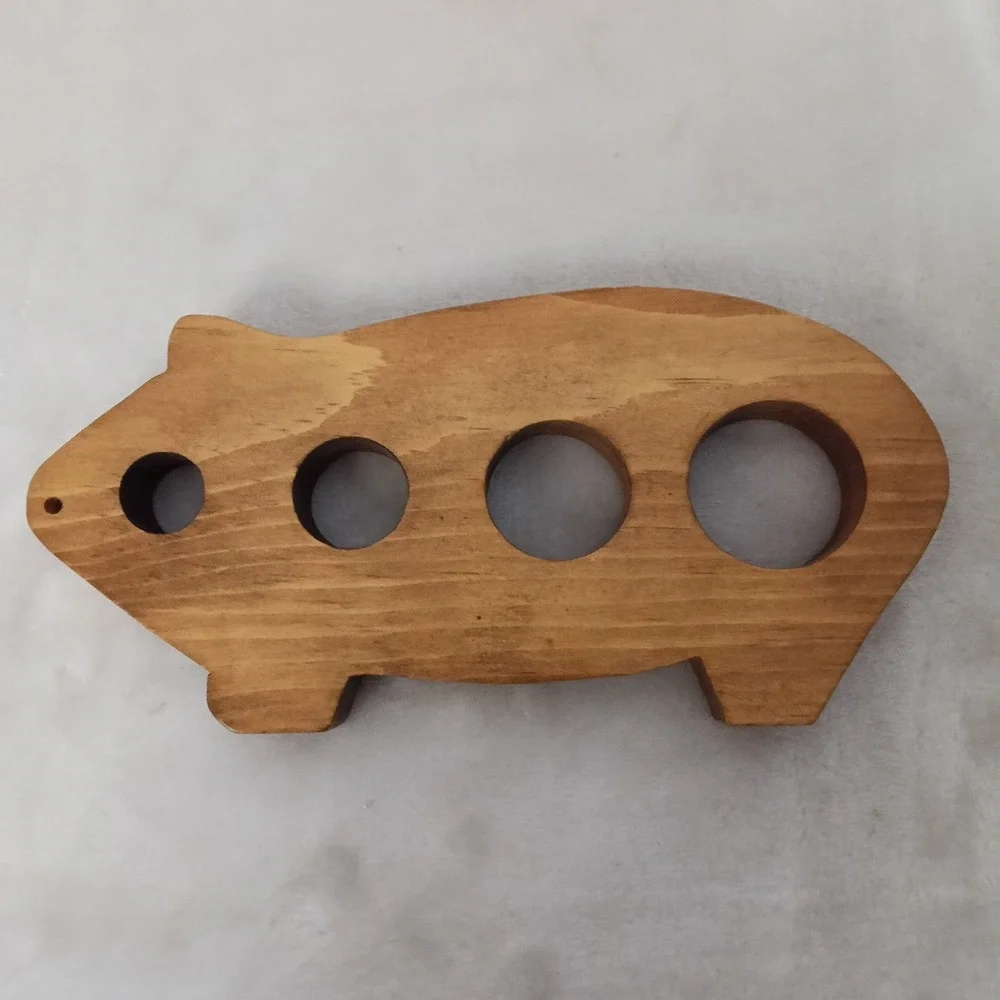 Vintage Wooden Pig Spaghetti Measurer Tool Pasta Portion Control Rustic Kitchen